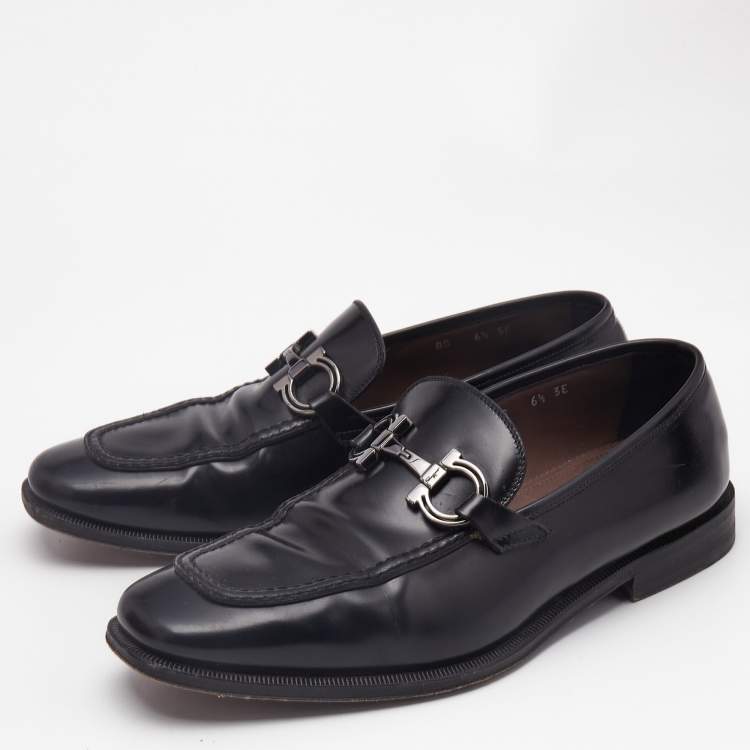 Pre Owned Salvatore Ferragamo Black Leather Seattle Loafers Size 40.5