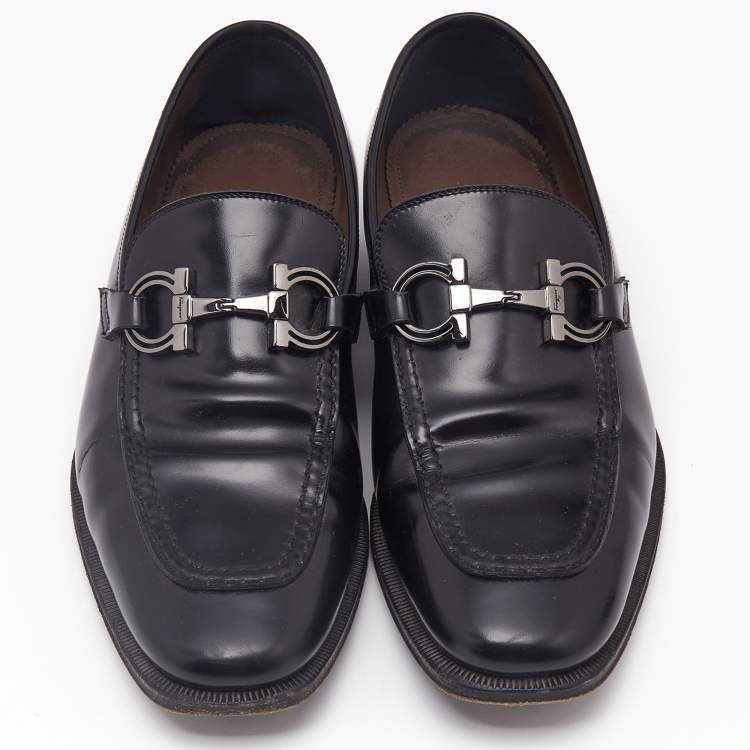 Pre Owned Salvatore Ferragamo Black Leather Seattle Loafers Size 40.5