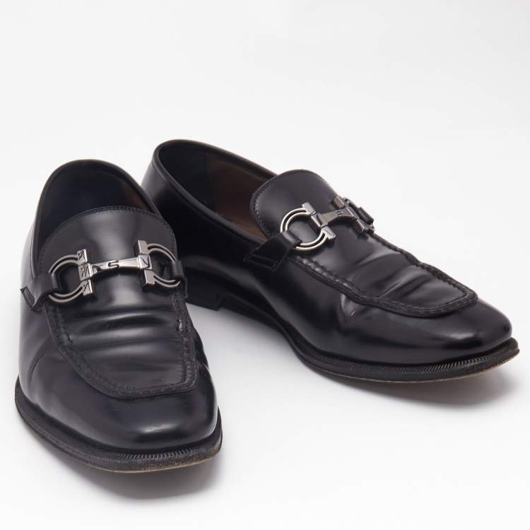 Pre Owned Salvatore Ferragamo Black Leather Seattle Loafers Size 40.5