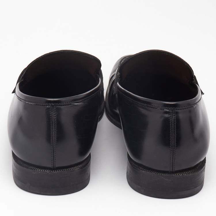 Pre Owned Salvatore Ferragamo Black Leather Seattle Loafers Size 40.5