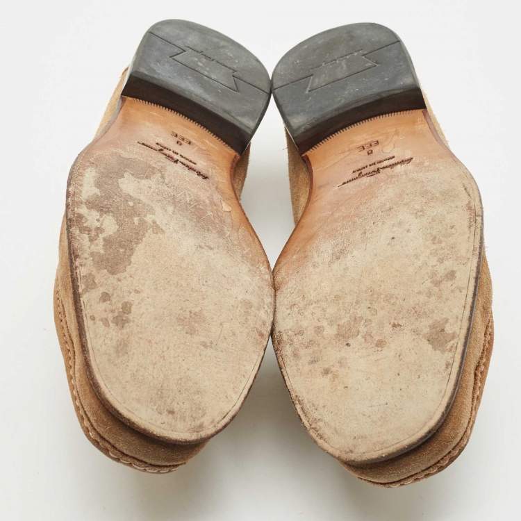Pre Owned Salvatore Ferragamo Brown Suede Gancini Slip On Loafers Size 42