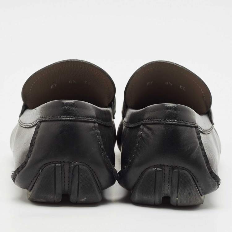 Pre Owned Salvatore Ferragamo Black Leather Peter Loafers Size 42.5