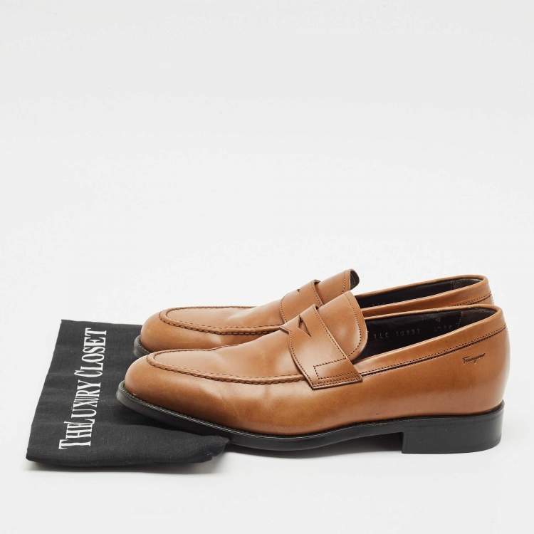 Pre Owned Salvatore Ferragamo Brown Leather Penny Loafers Size 40.5