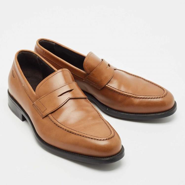 Pre Owned Salvatore Ferragamo Brown Leather Penny Loafers Size 40.5