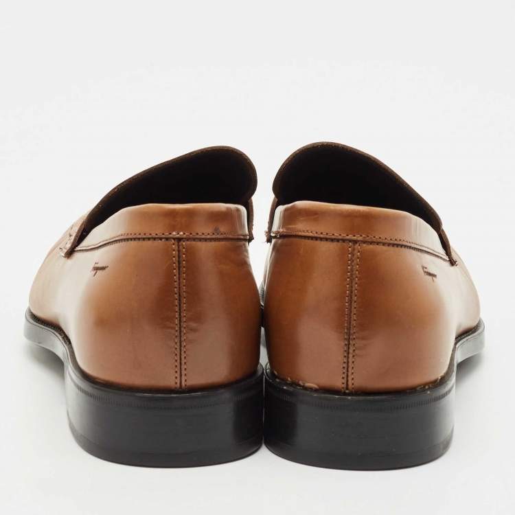 Pre Owned Salvatore Ferragamo Brown Leather Penny Loafers Size 40.5