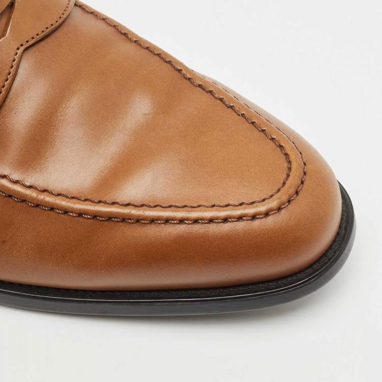 Pre Owned Salvatore Ferragamo Brown Leather Penny Loafers Size 40.5