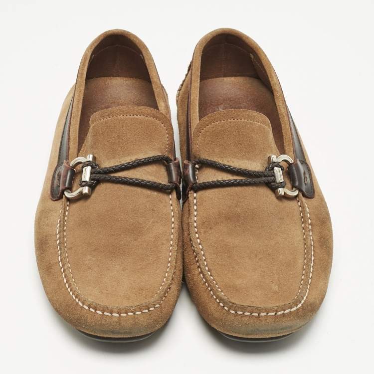Pre Owned Salvatore Ferragamo Brown Suede Parigi Loafers Size 42.5 