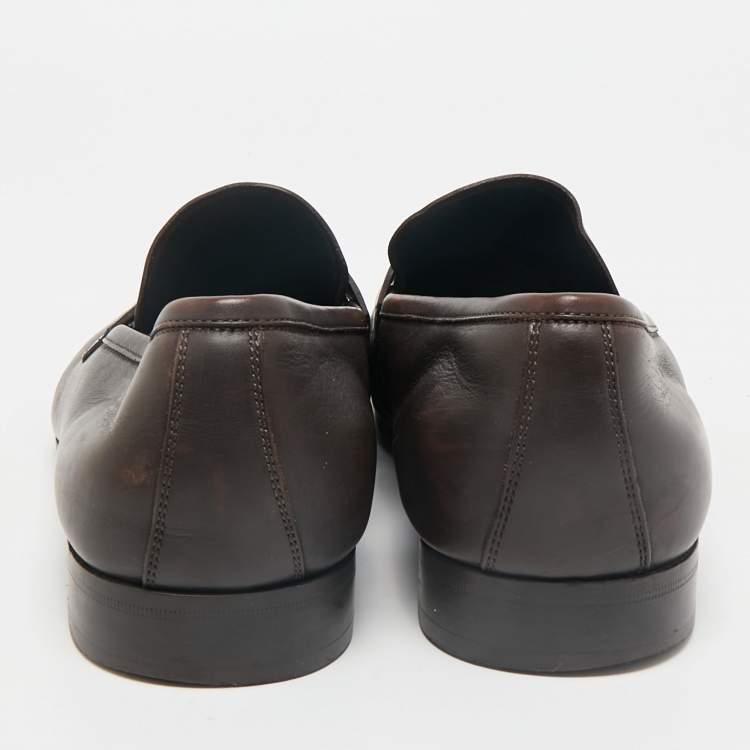 Pre Owned Salvatore Ferragamo Dark Brown Leather Penny Loafers Size 44.5