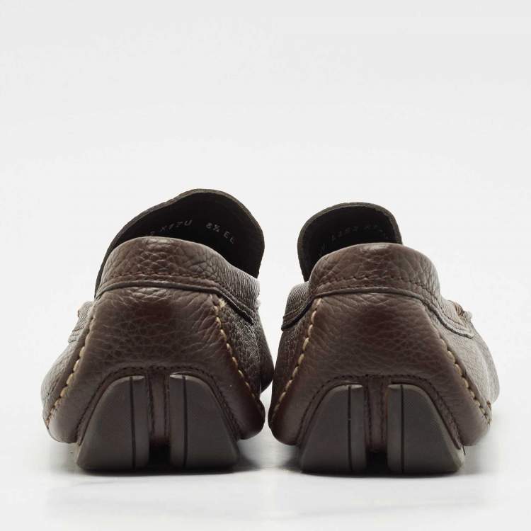Pre Owned Salvatore Ferragamo Brown Leather Slip On Loafers Size 42.5