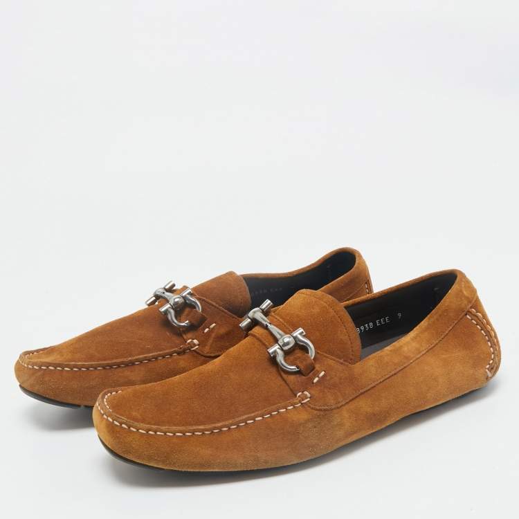 Pre Owned Salvatore Ferragamo Brown Suede Parigi Loafers Size 43