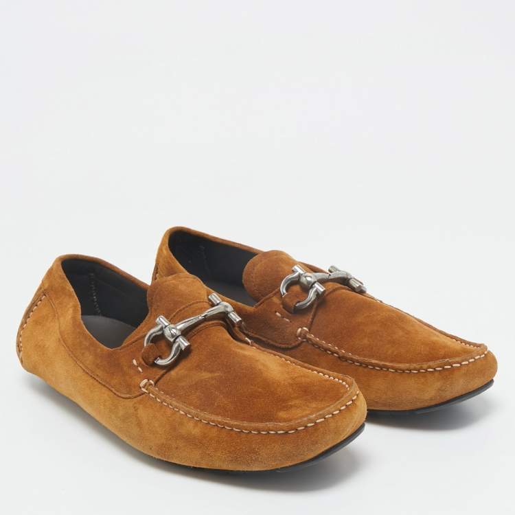 Pre Owned Salvatore Ferragamo Brown Suede Parigi Loafers Size 43