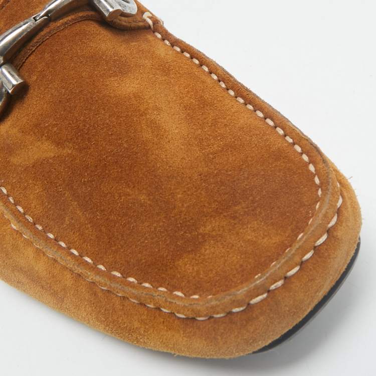 Pre Owned Salvatore Ferragamo Brown Suede Parigi Loafers Size 43