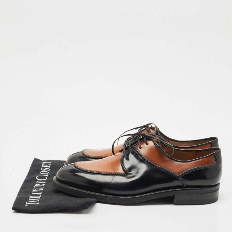 Pre Owned Salvatore Ferragamo Brown/Black Leather Tramezza Oxfords Size 42