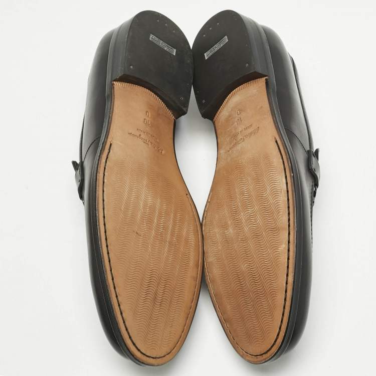 Pre Owned Salvatore Ferragamo Black Leather Seattle Loafers Size 44