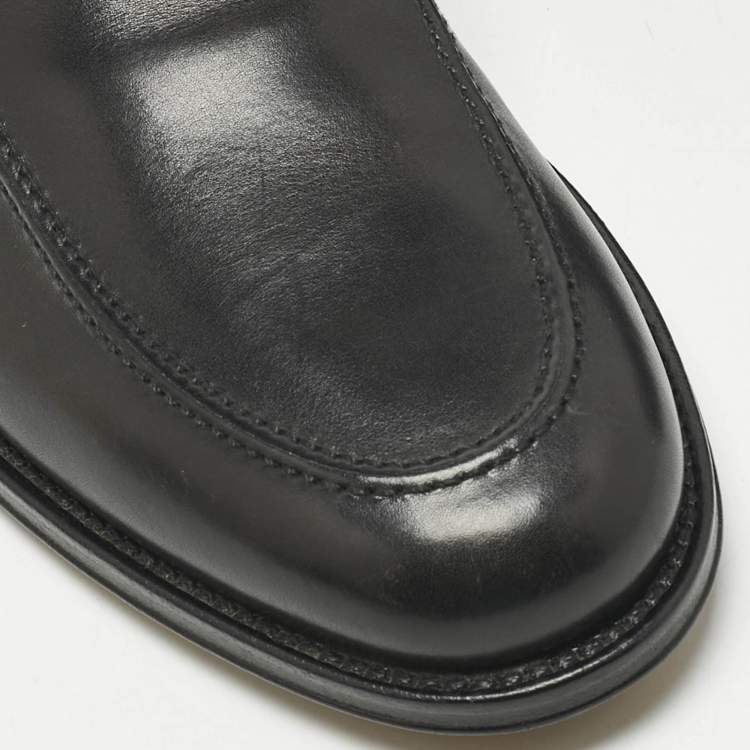 Pre Owned Salvatore Ferragamo Black Leather Seattle Loafers Size 44