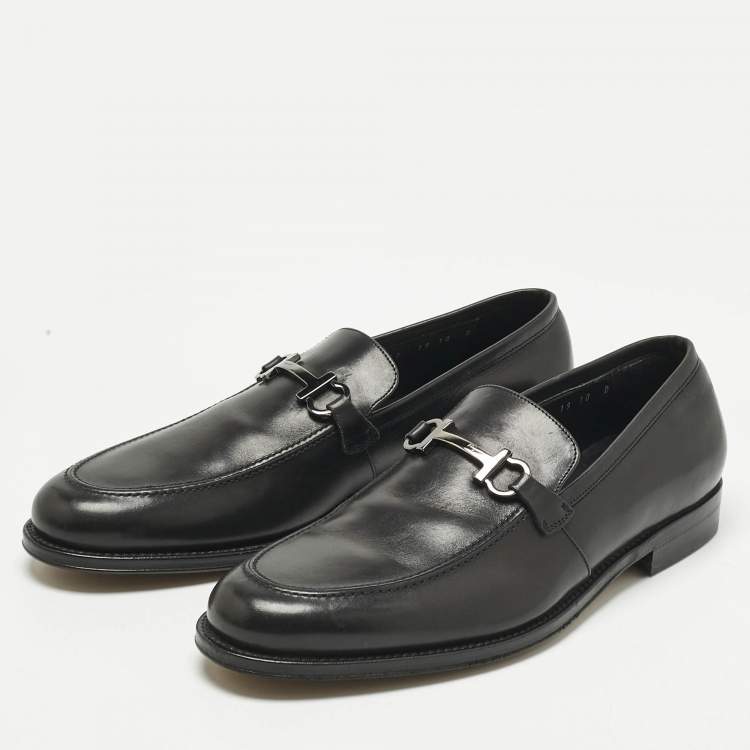 Pre Owned Salvatore Ferragamo Black Leather Seattle Loafers Size 44