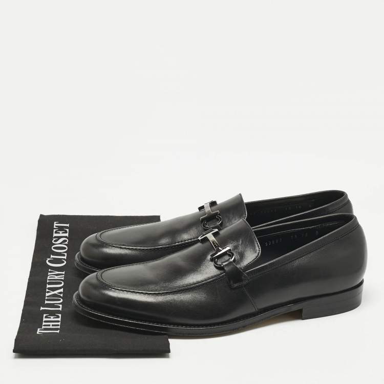 Pre Owned Salvatore Ferragamo Black Leather Seattle Loafers Size 44