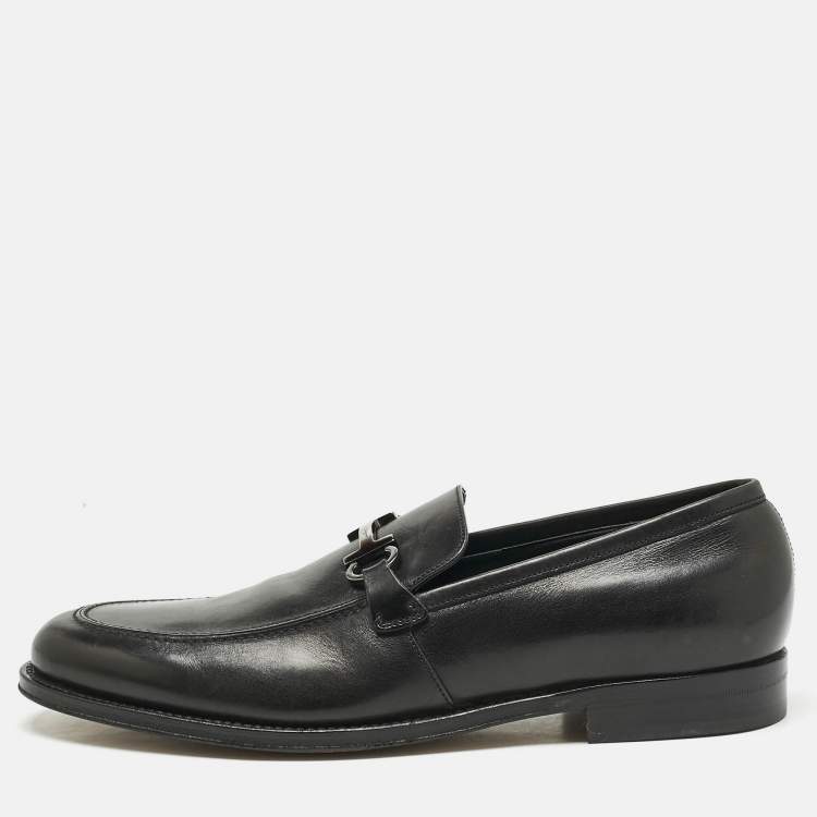 Pre Owned Salvatore Ferragamo Black Leather Seattle Loafers Size 44