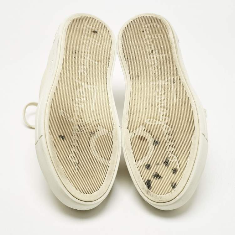 Pre Owned Salvatore Ferragamo Cream Leather and Suede Sultan Low Top Sneakers Size 42.5