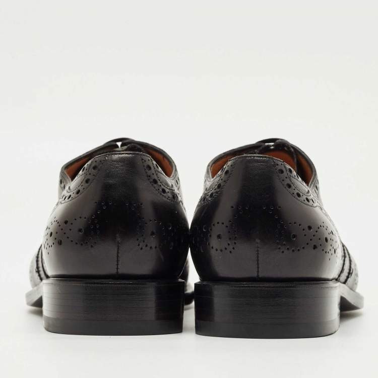 Pre Owned Salvatore Ferragamo Black Leather Brogues Lace Up Oxfords Size 43