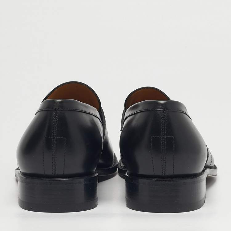 Pre Owned Salvatore Ferragamo Black Leather Slip On Penny Loafers Size 41.5