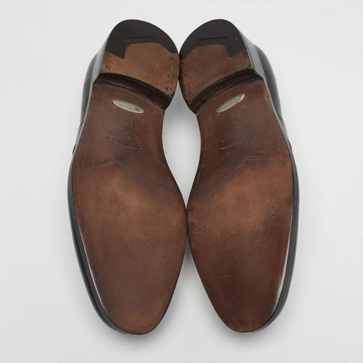 Pre Owned Salvatore Ferragamo Black Leather Slip On Penny Loafers Size 41.5