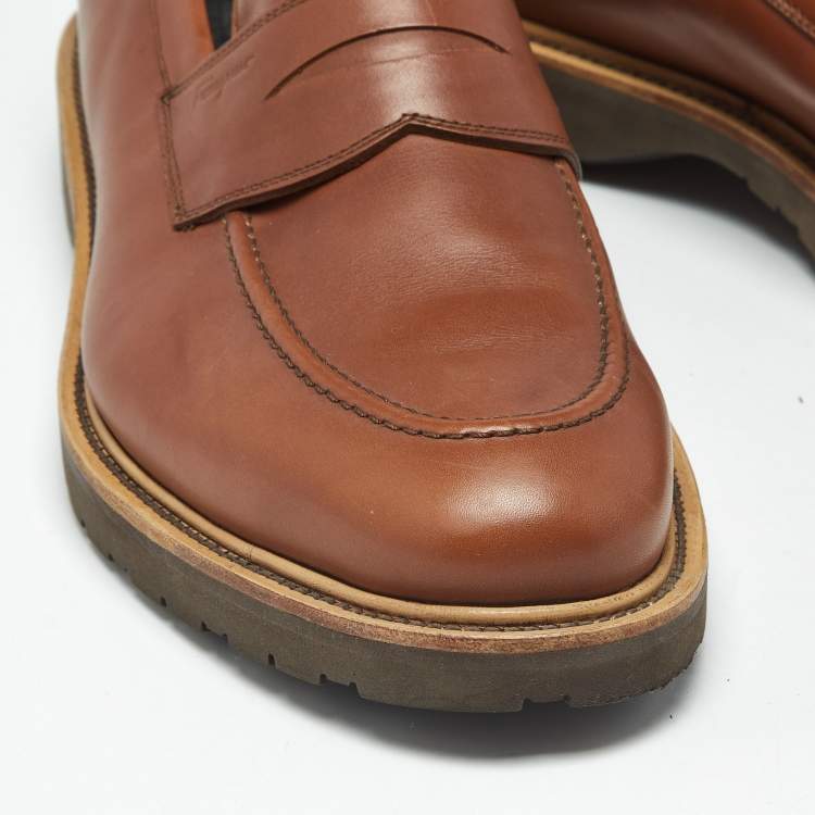 Pre Owned Salvatore Ferragamo Brown Leather Penny Loafers Size 44.5