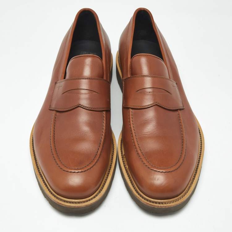 Pre Owned Salvatore Ferragamo Brown Leather Penny Loafers Size 44.5