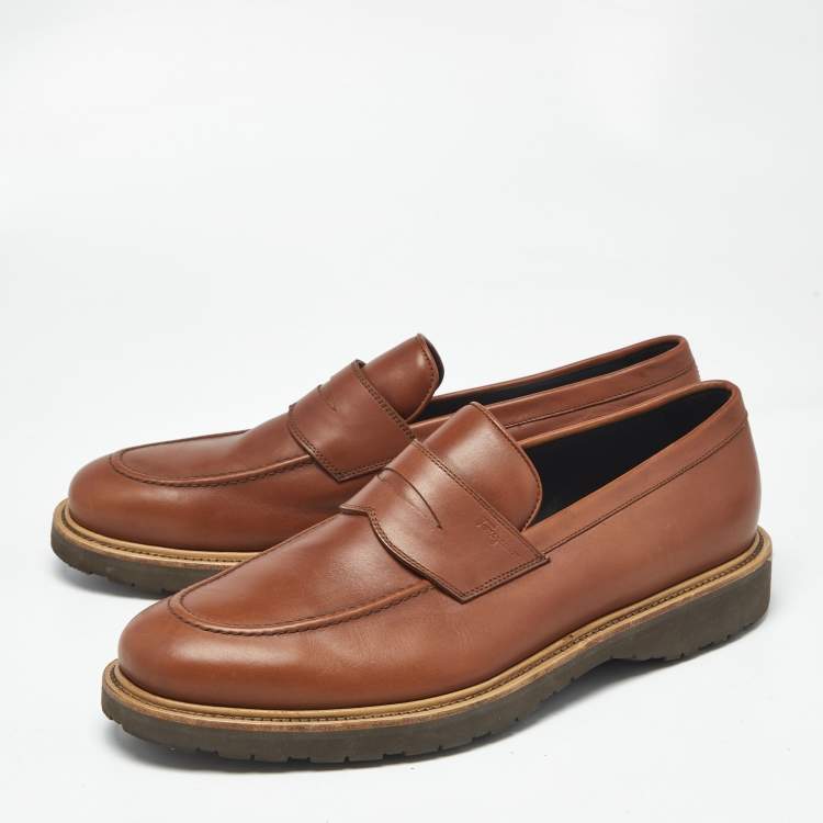 Pre Owned Salvatore Ferragamo Brown Leather Penny Loafers Size 44.5