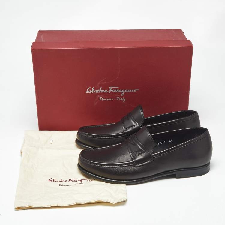 Pre Owned Salvatore Ferragamo Black Leather Slip On Loafers Size 40.5