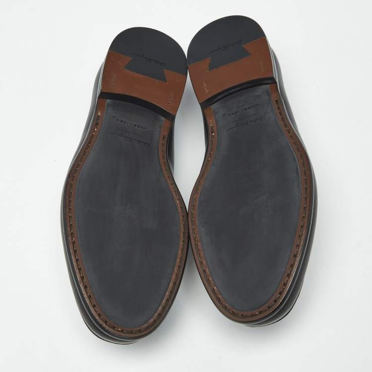 Pre Owned Salvatore Ferragamo Black Leather Slip On Loafers Size 40.5