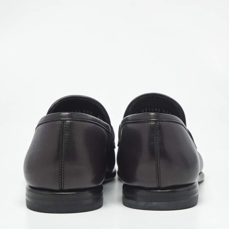 Pre Owned Salvatore Ferragamo Black Leather Slip On Loafers Size 40.5