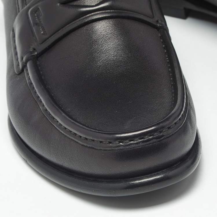 Pre Owned Salvatore Ferragamo Black Leather Slip On Loafers Size 40.5