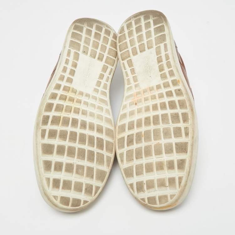 Pre Owned Salvatore Ferragamo Brown Leather Cult 6 Lace Up Sneakers Size 42.5