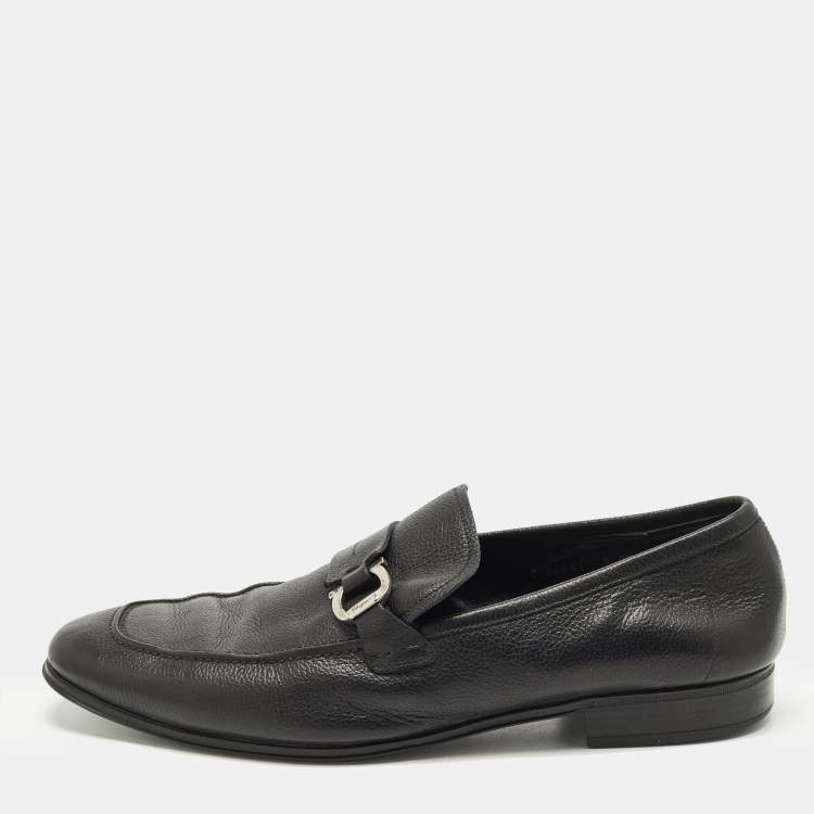 Pre Owned Salvatore Ferragamo Caspian Size 42 Black Leather Loafers