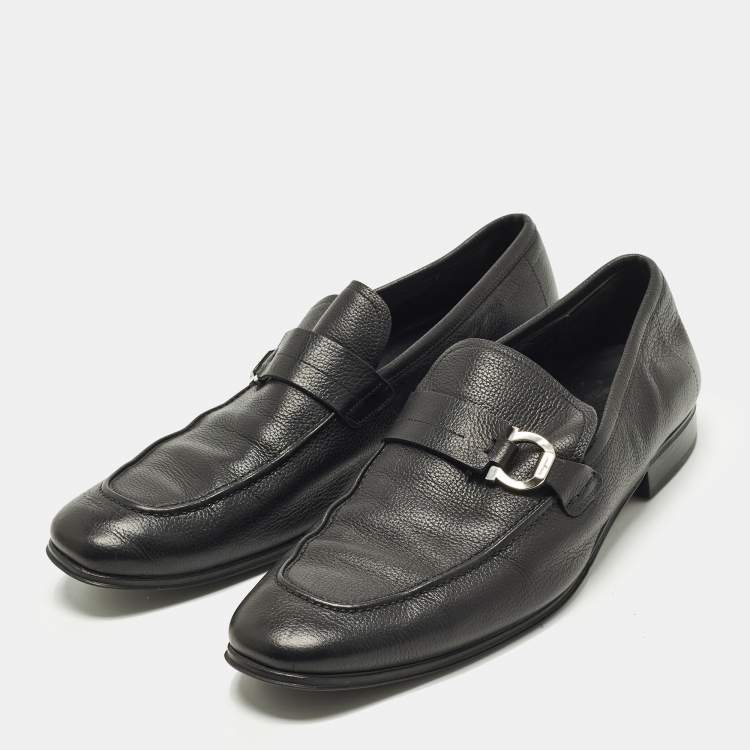 Pre Owned Salvatore Ferragamo Caspian Size 42 Black Leather Loafers