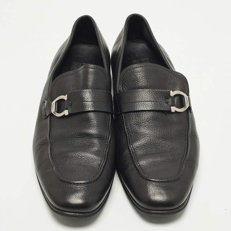 Pre Owned Salvatore Ferragamo Caspian Size 42 Black Leather Loafers