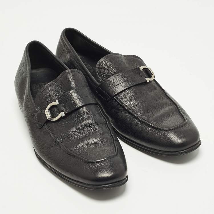 Pre Owned Salvatore Ferragamo Caspian Size 42 Black Leather Loafers