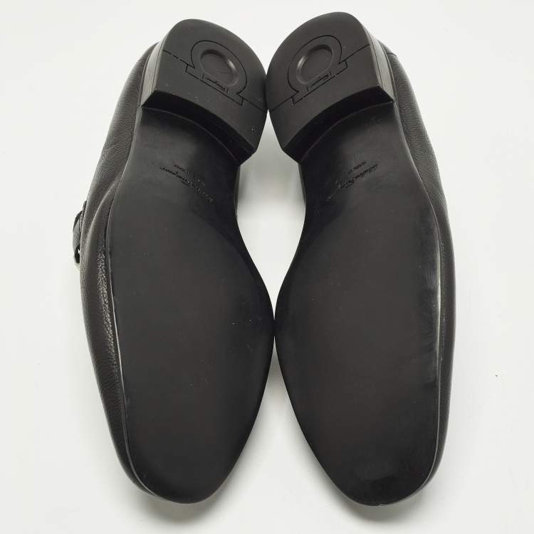 Pre Owned Salvatore Ferragamo Caspian Size 42 Black Leather Loafers