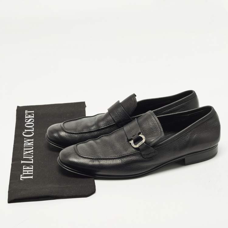 Pre Owned Salvatore Ferragamo Caspian Size 42 Black Leather Loafers