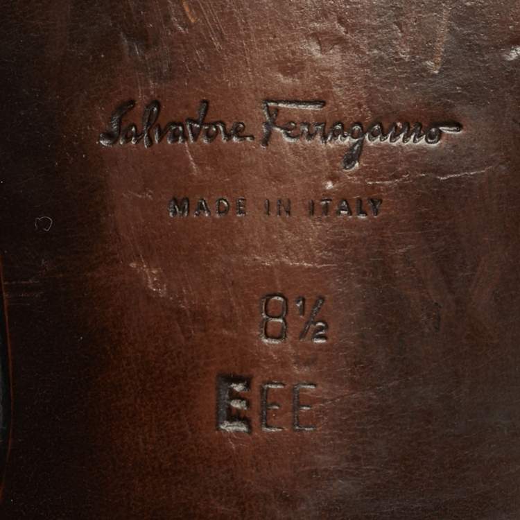 Pre Owned Salvatore Ferragamo Gancini Size 42.5 Brown Leather Loafers