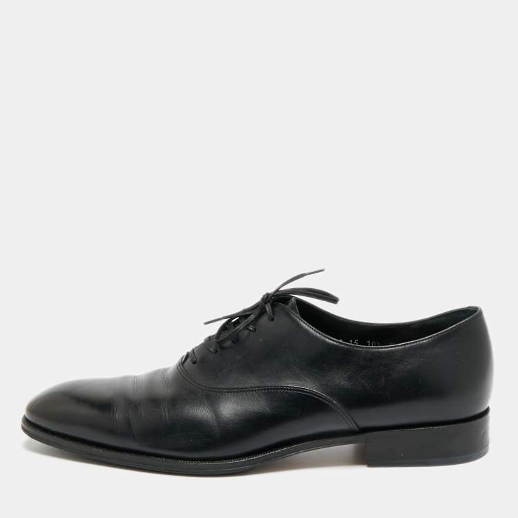 Pre Owned Salvatore Ferragamo Size 44.5 Black Leather Oxfords