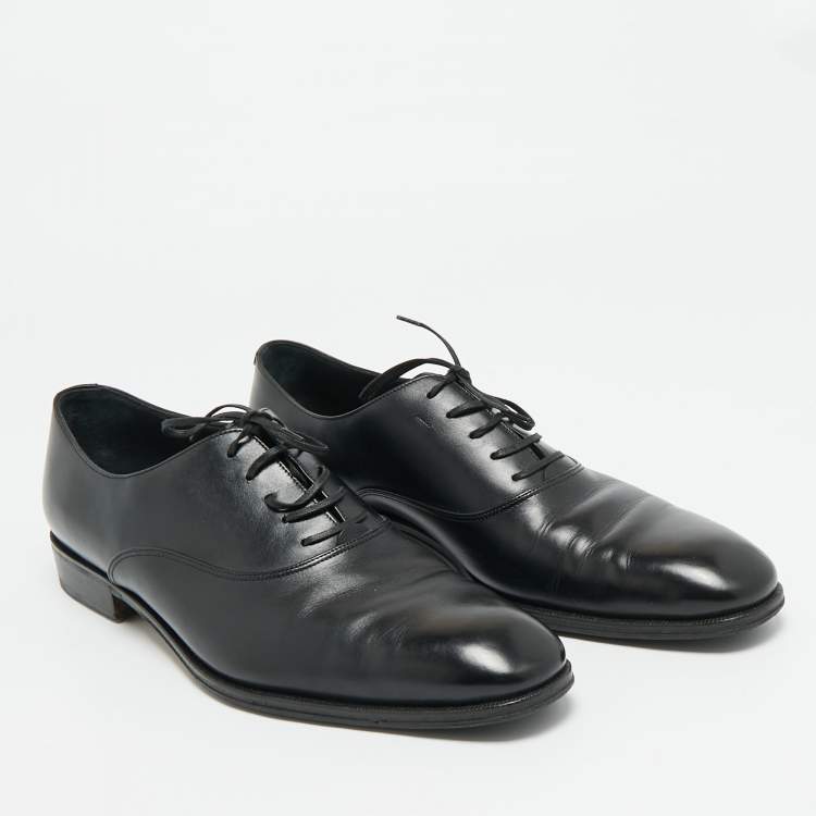 Pre Owned Salvatore Ferragamo Size 44.5 Black Leather Oxfords