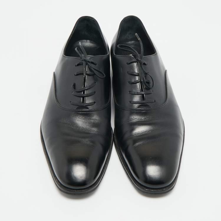 Pre Owned Salvatore Ferragamo Size 44.5 Black Leather Oxfords