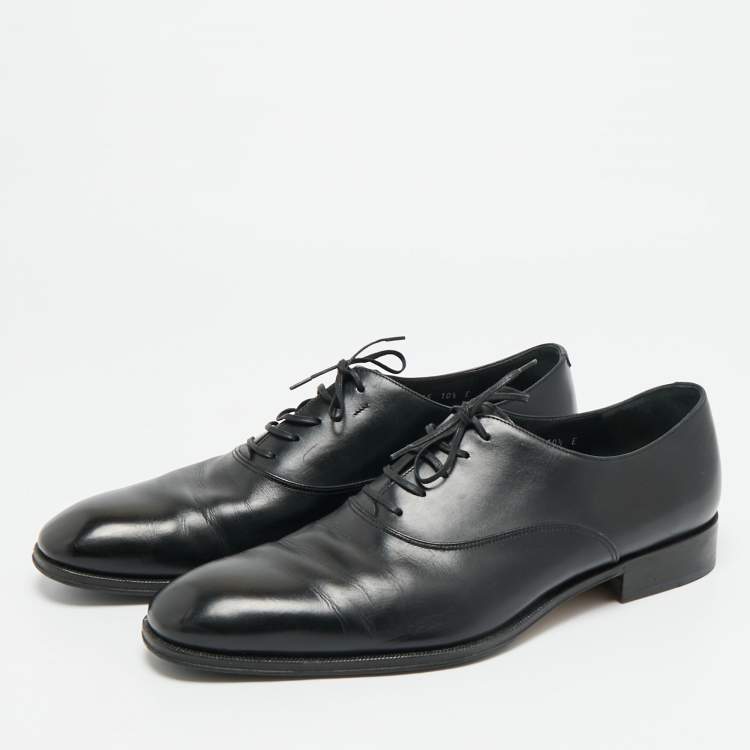 Pre Owned Salvatore Ferragamo Size 44.5 Black Leather Oxfords