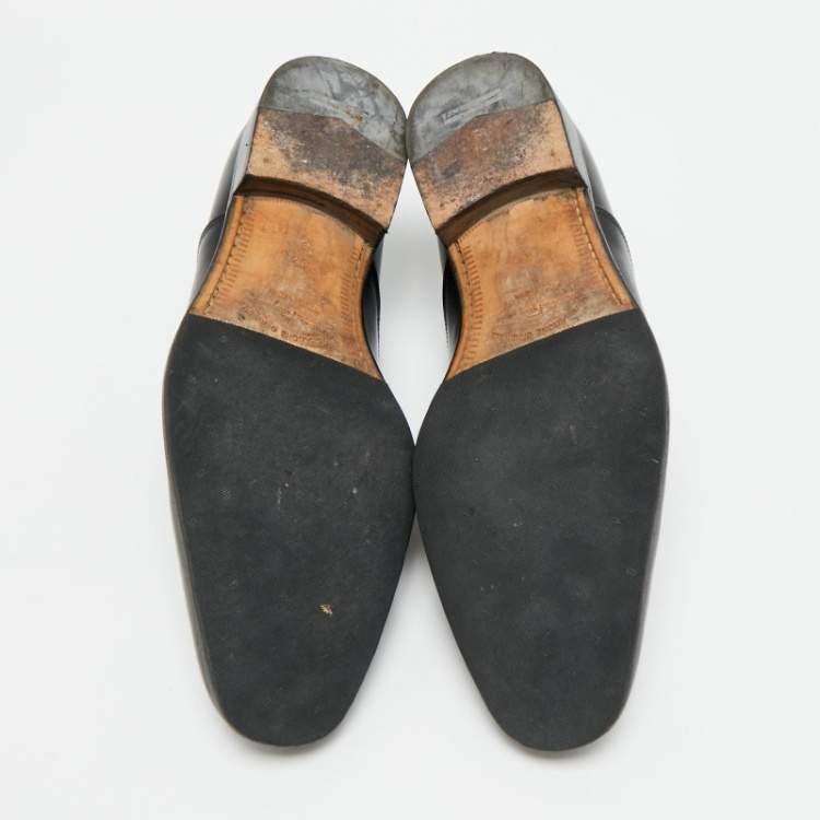 Pre Owned Salvatore Ferragamo Size 44.5 Black Leather Oxfords