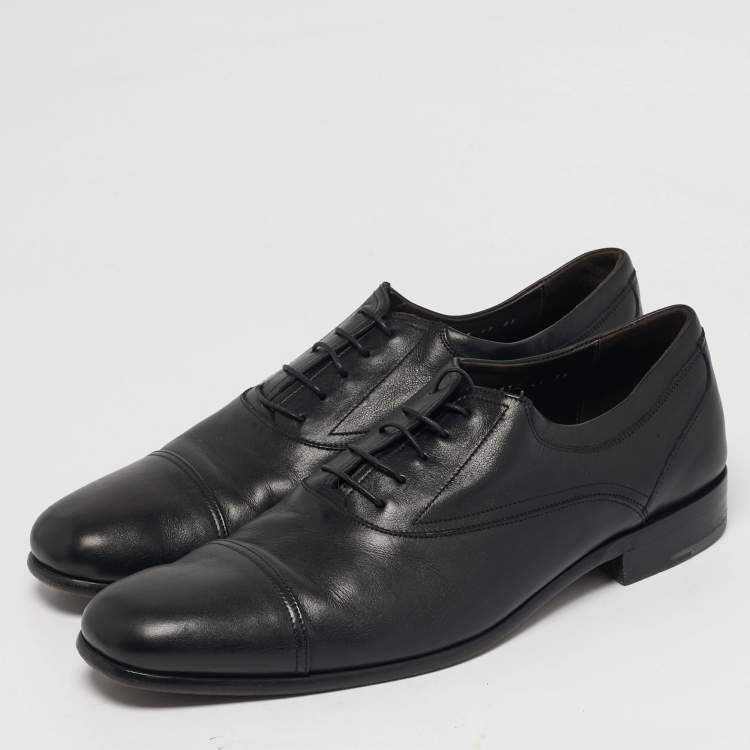 Pre Owned Salvatore Ferragamo Size 45 Black Leather Lace Up Oxford