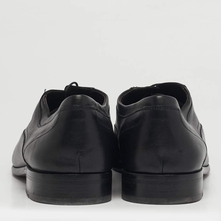 Pre Owned Salvatore Ferragamo Size 45 Black Leather Lace Up Oxford