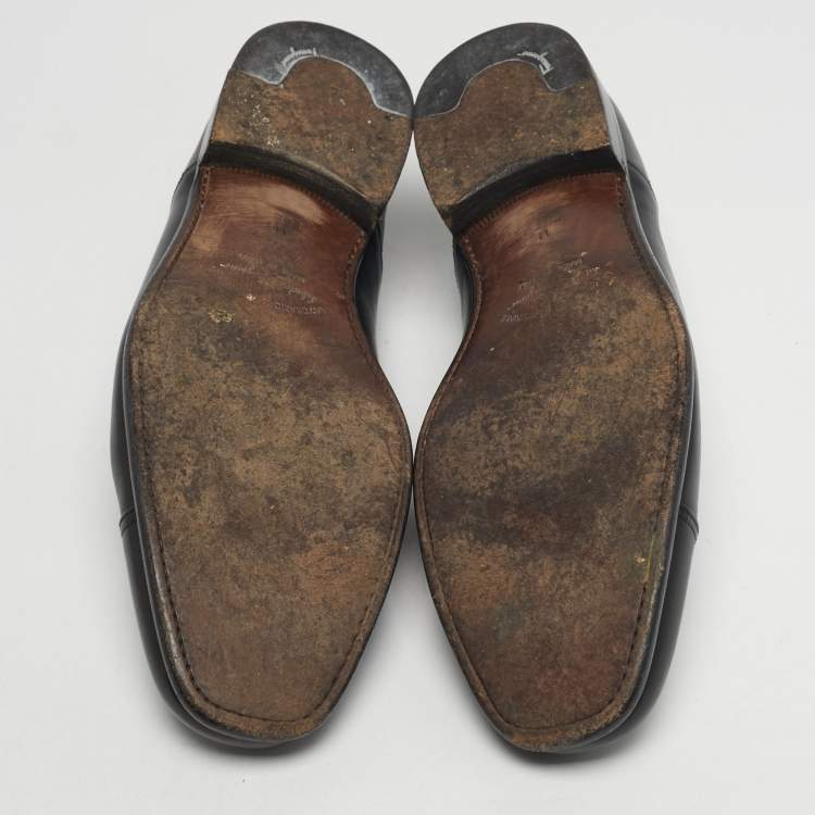 Pre Owned Salvatore Ferragamo Size 45 Black Leather Lace Up Oxford