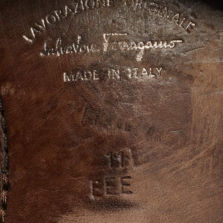 Pre Owned Salvatore Ferragamo Size 45 Black Leather Lace Up Oxford